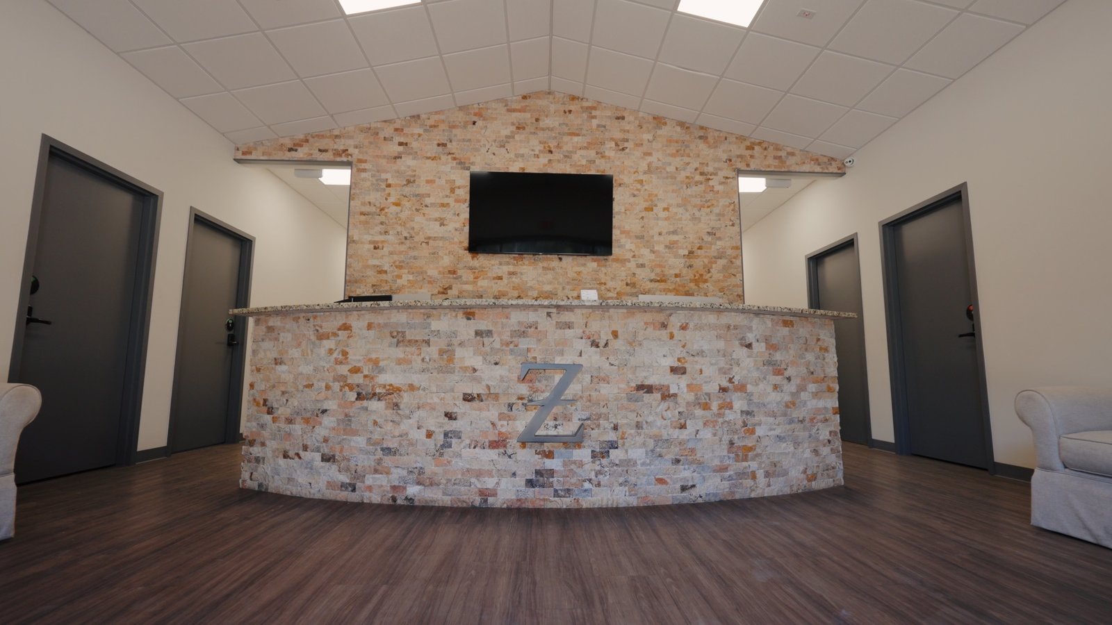 The Zeigler Tree office lobby with its stone reception desk